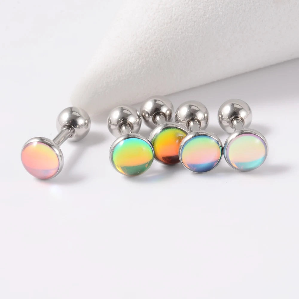 16g Surgical Steel Flash Film Gem Lip Labret Stud Ear Tragus Cartilage Helix Ring