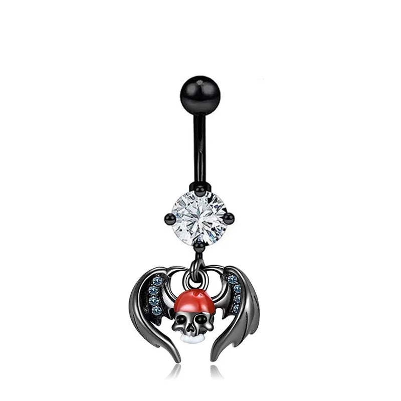 Skeleton Bat Belly Ring 14g
