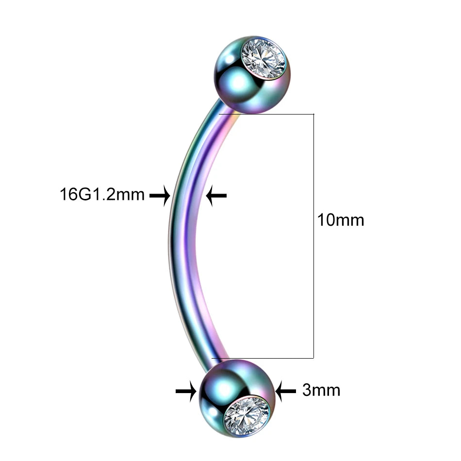 High-Quality Surgical Steel Eyebrow Vertical Libre Bridge Daith Helix Curved Threaded Barbell