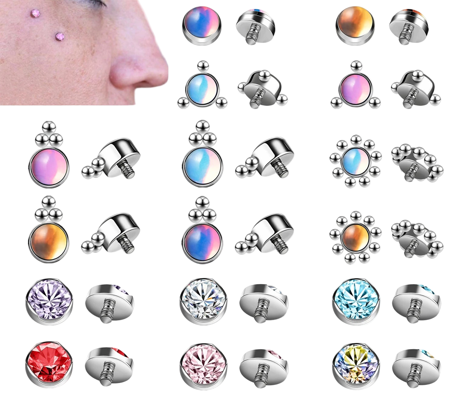 Titanium Micro Dermal Top 16g Multiple styles