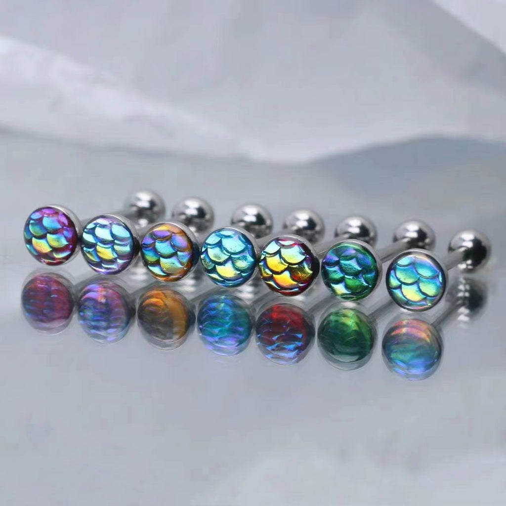 Mermaid Scale Gradient Tongue Barbell 14g
