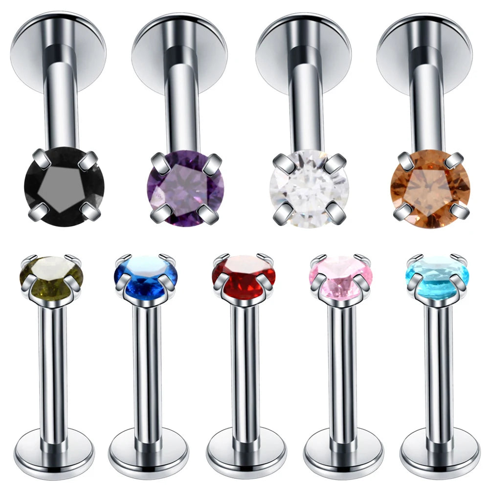 Surgical Steel Assorted Colors Labret Lip Cartilage Tragus Helix Ring