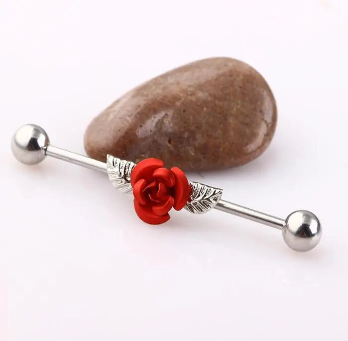 Red Rose Industrial Barbell 14g