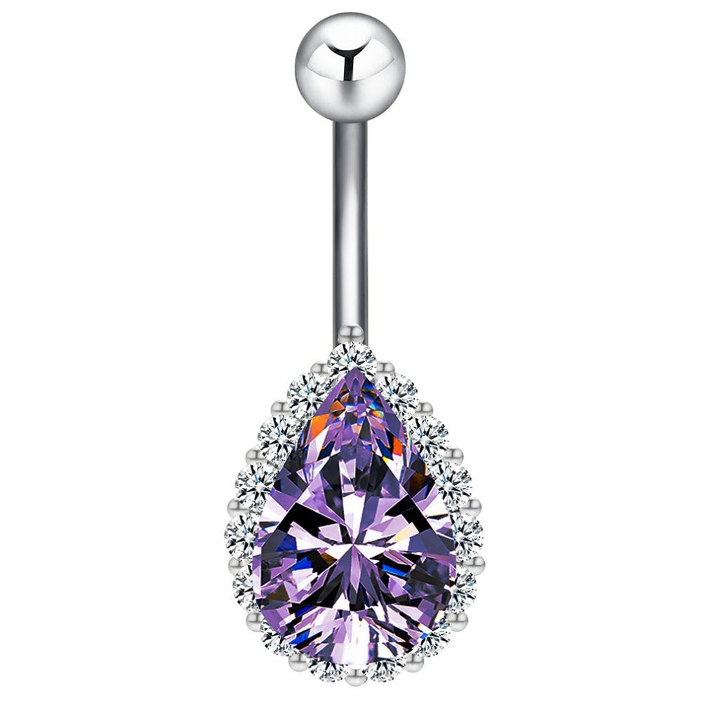 Teardrop Faux Diamond Belly Button Ring 14g