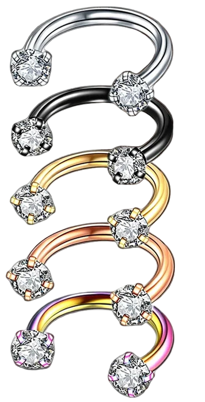 Crystal Horseshoe Ball Closure Septum Ring 16g