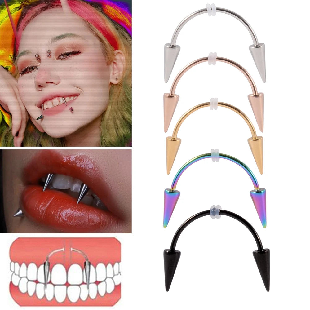 Surgical Steel Spikes Fangs Smiley Piercing Jewelry 16g