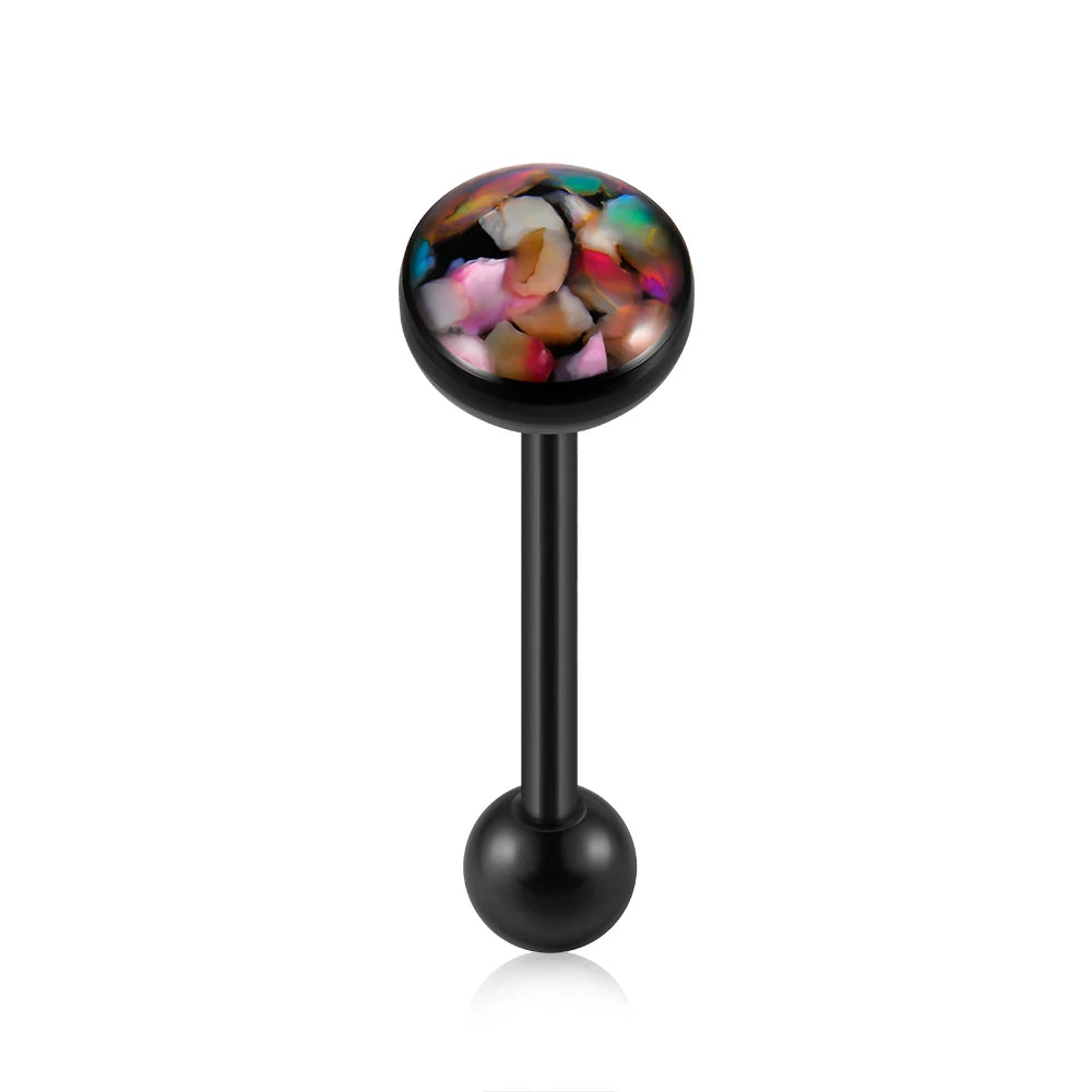 Tongue Barbell Black Plated 14G