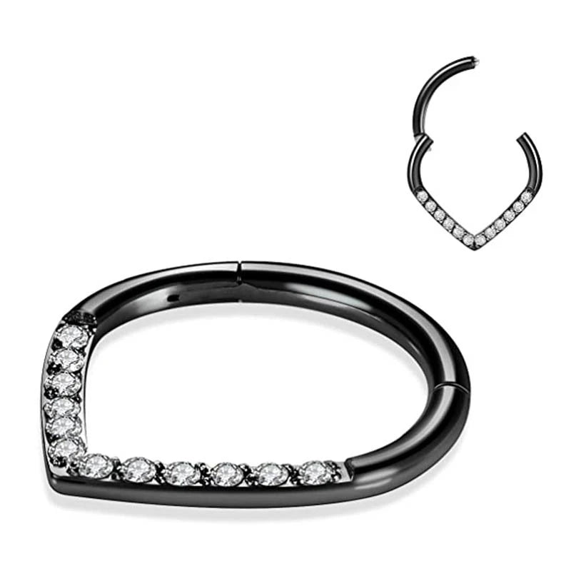 Titanium Septum Helix Rook Tragus Ring Hinged Clicker 16g