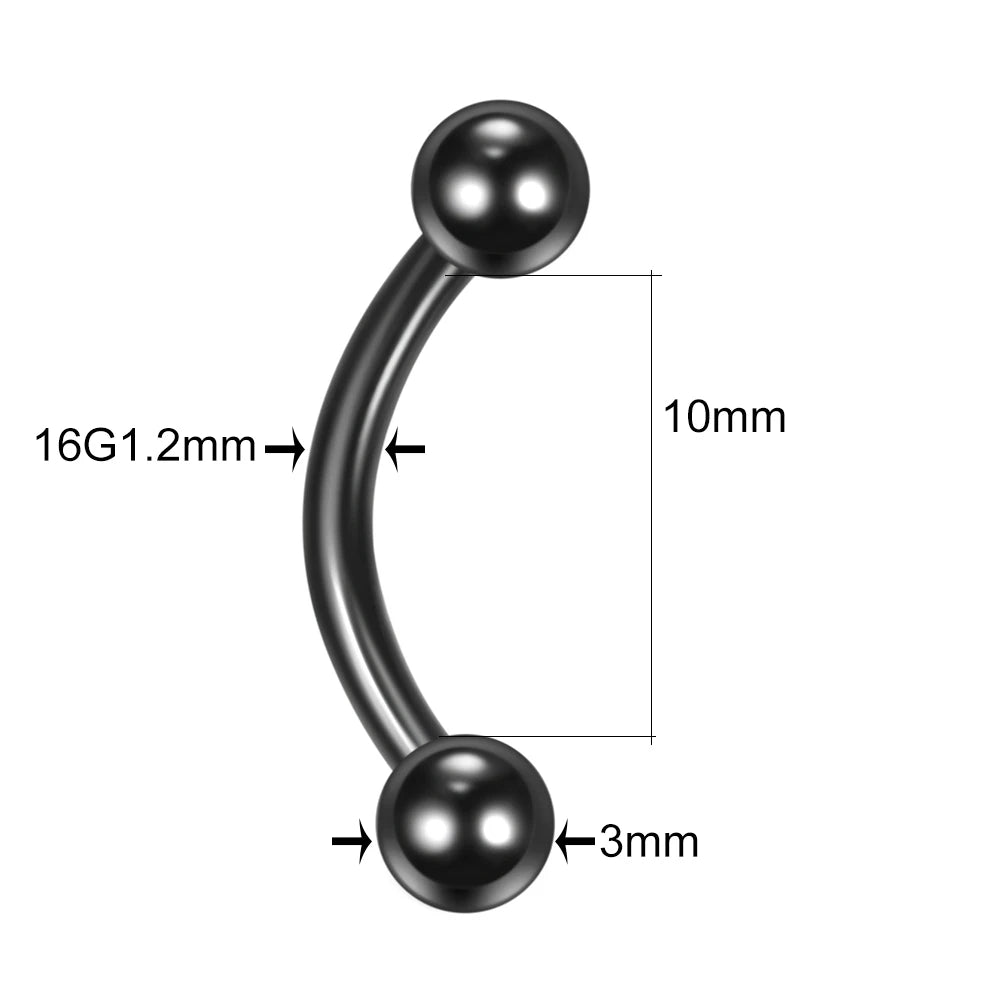 High-Quality Surgical Steel Eyebrow Vertical Libre Bridge Daith Helix Curved Threaded Barbell