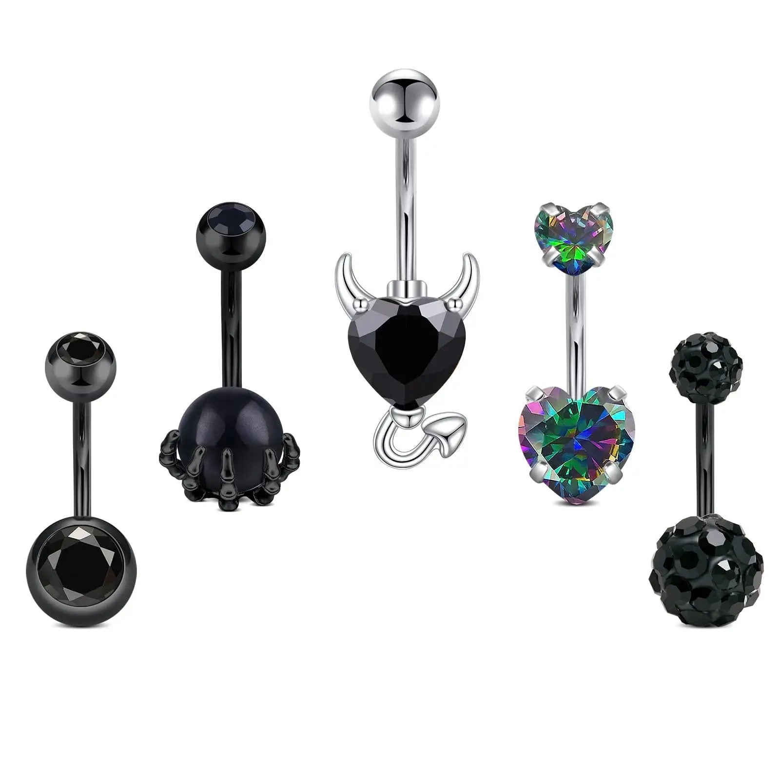 Black Belly Button-Navel Ring 14g