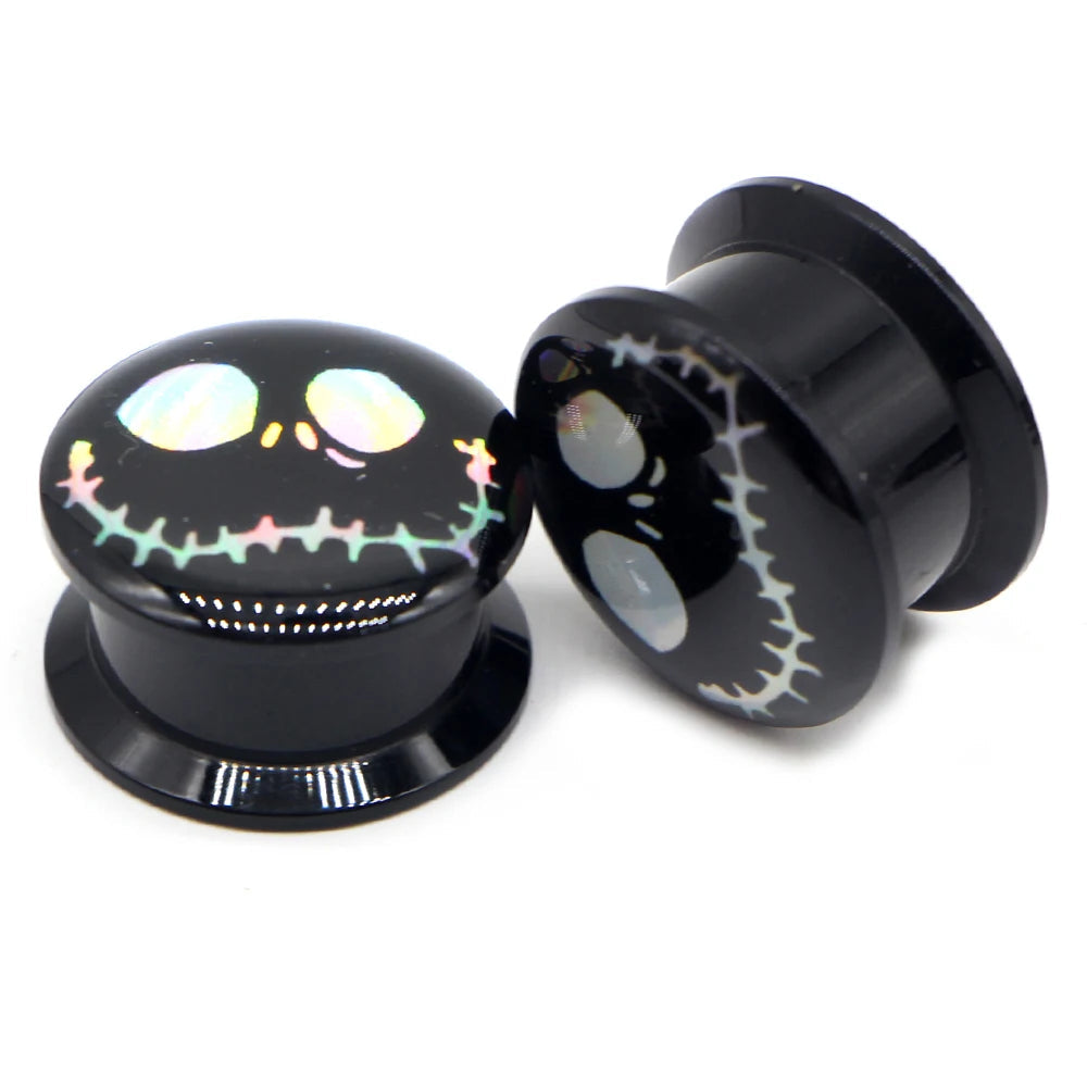 Halloween Gothic Black Acrylic Threaded Screw-on Plugz 8-30mm