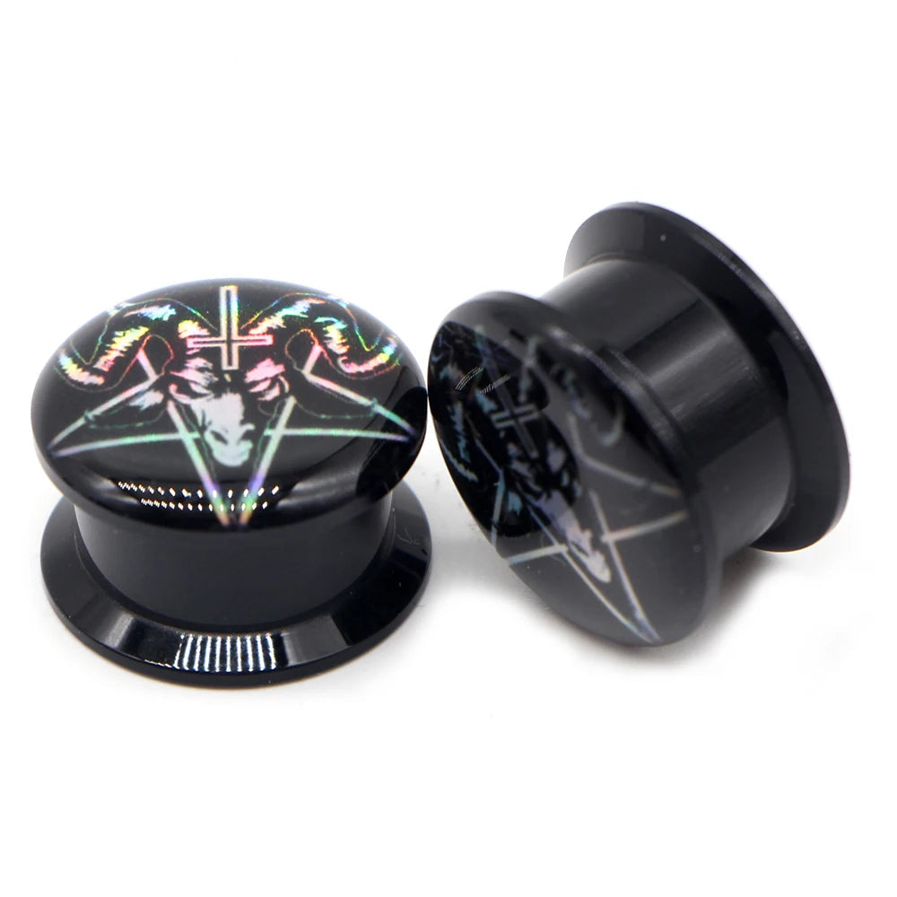 Halloween Gothic Black Acrylic Threaded Screw-on Plugz 8-30mm