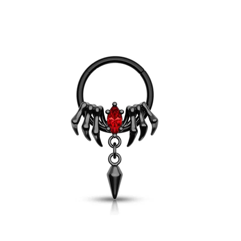 Black/Red Stone Gothic Septum ring 16g