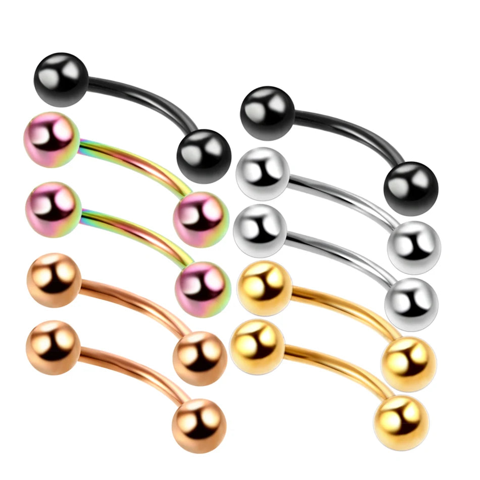 High-Quality Surgical Steel Eyebrow Vertical Libre Bridge Daith Helix Curved Threaded Barbell