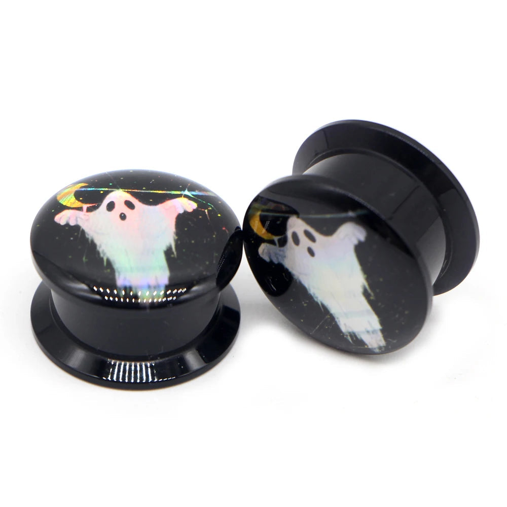 Halloween Gothic Black Acrylic Threaded Screw-on Plugz 8-30mm