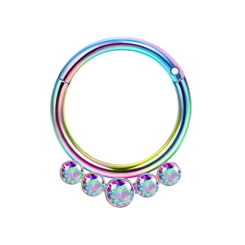 Rainbow Septum Helix Tragus Ring 16g