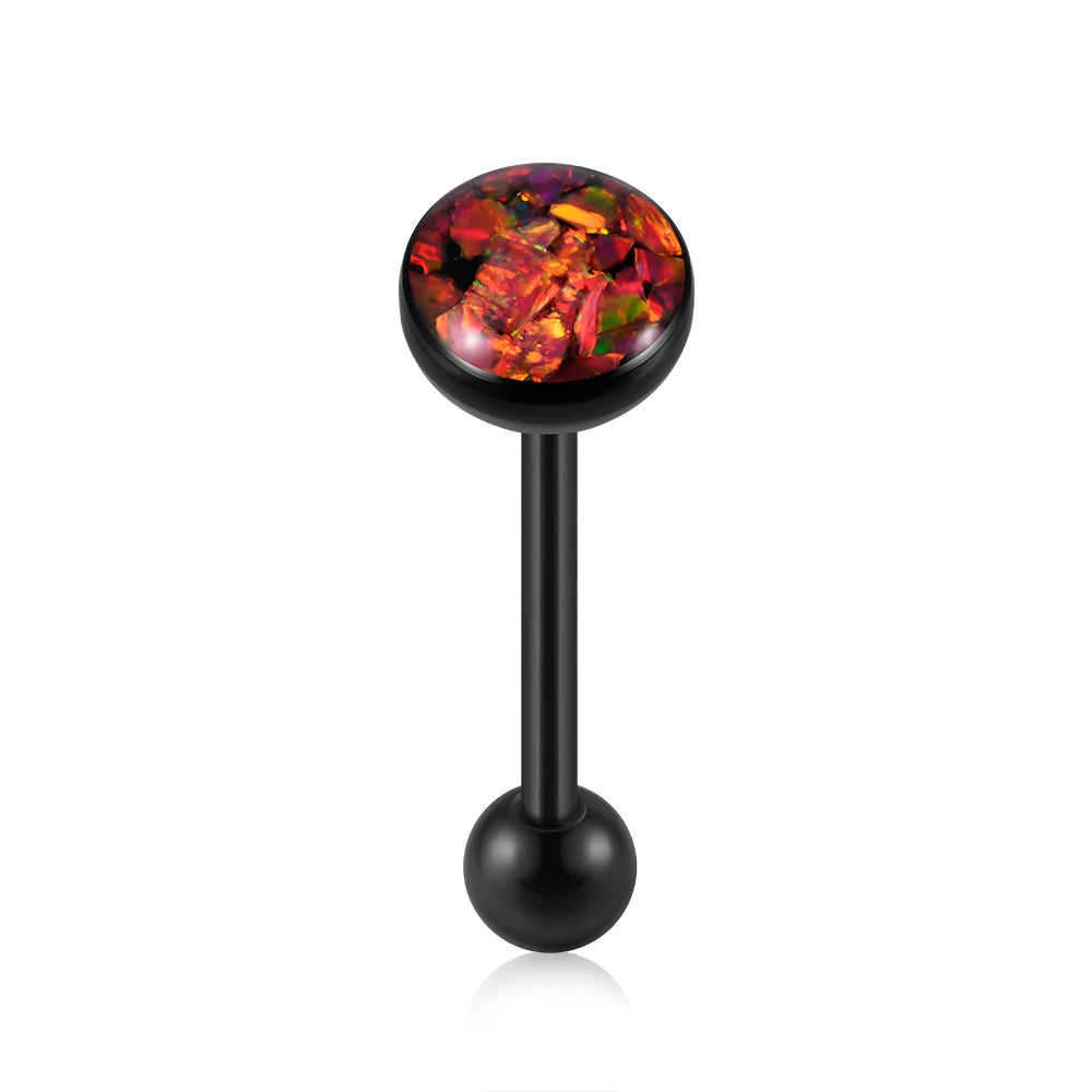 Tongue Barbell Black Plated 14G
