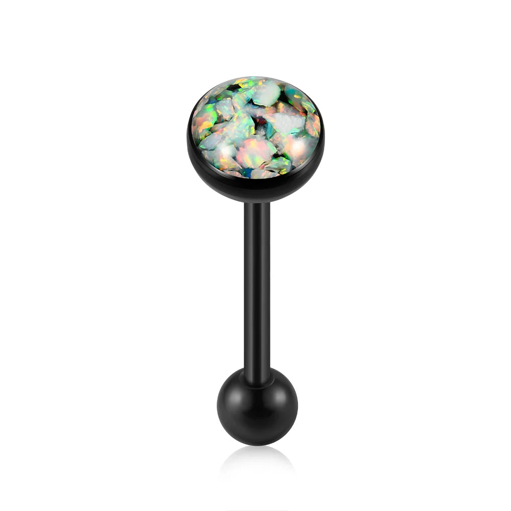 Tongue Barbell Black Plated 14G