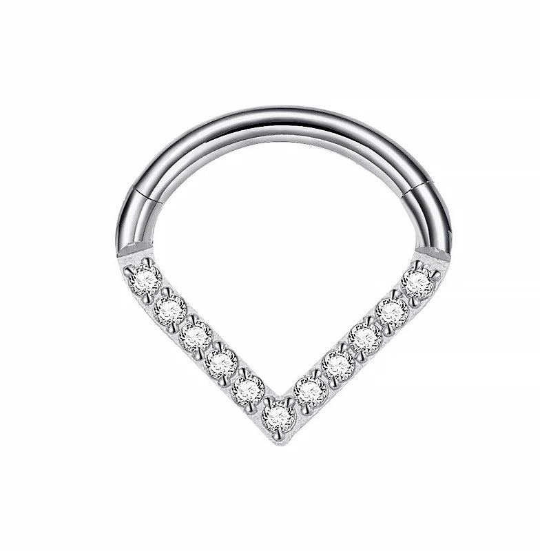 Titanium Septum Helix Rook Tragus Ring Hinged Clicker 16g