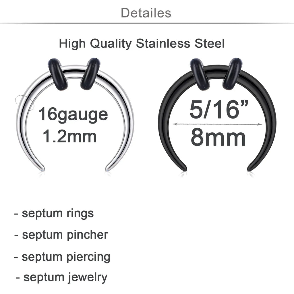 1pcs/4pcs Nose Septum Ear Rings Surgical Steel 8mm/10mm