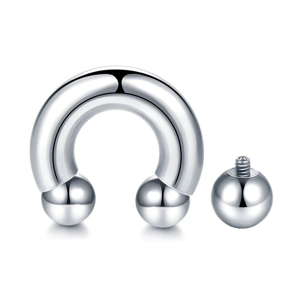 Surgical Steel Large Size 12g-00g Horseshoe Ring Septum Ear Prince Albert Piercing