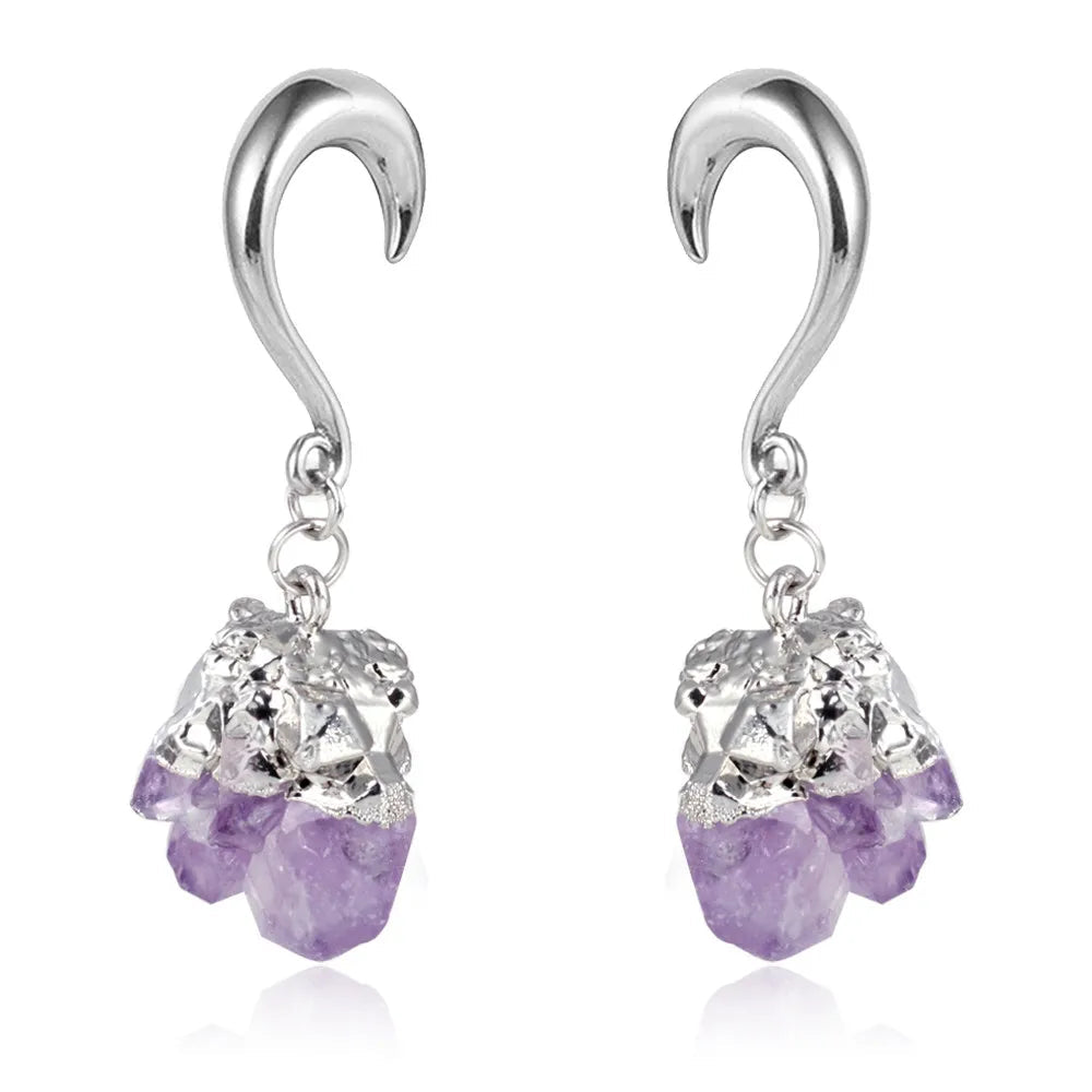 Amethyst Stone Hook Weights Hangers Silver or Gold 4-8mm