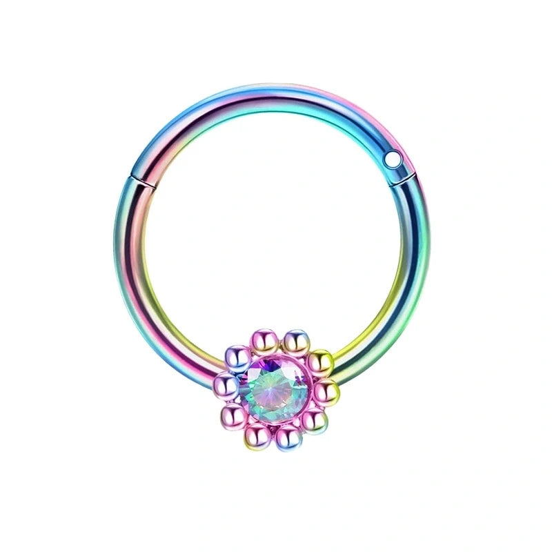 Rainbow Septum Helix Tragus Ring 16g