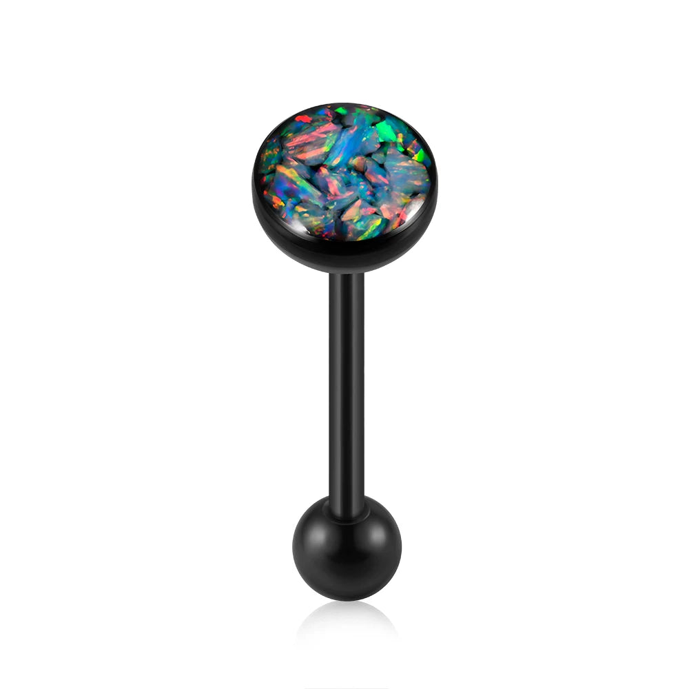 Tongue Barbell Black Plated 14G