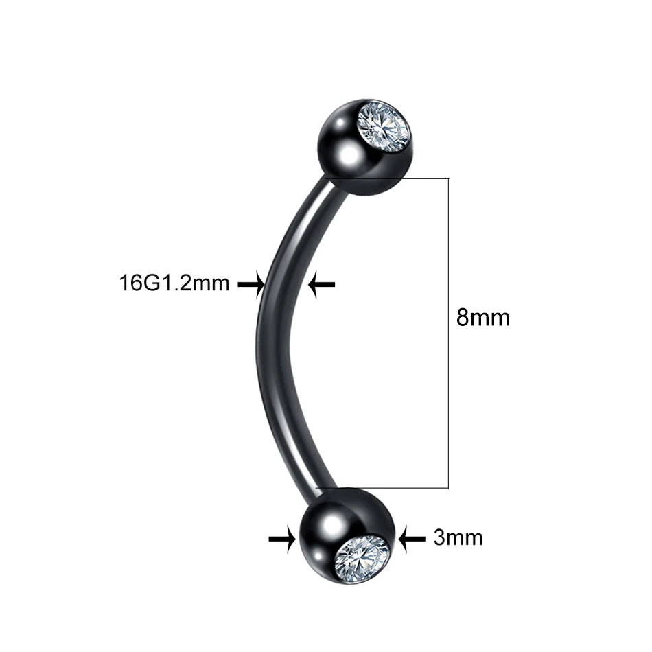 High-Quality Surgical Steel Eyebrow Vertical Libre Bridge Daith Helix Curved Threaded Barbell