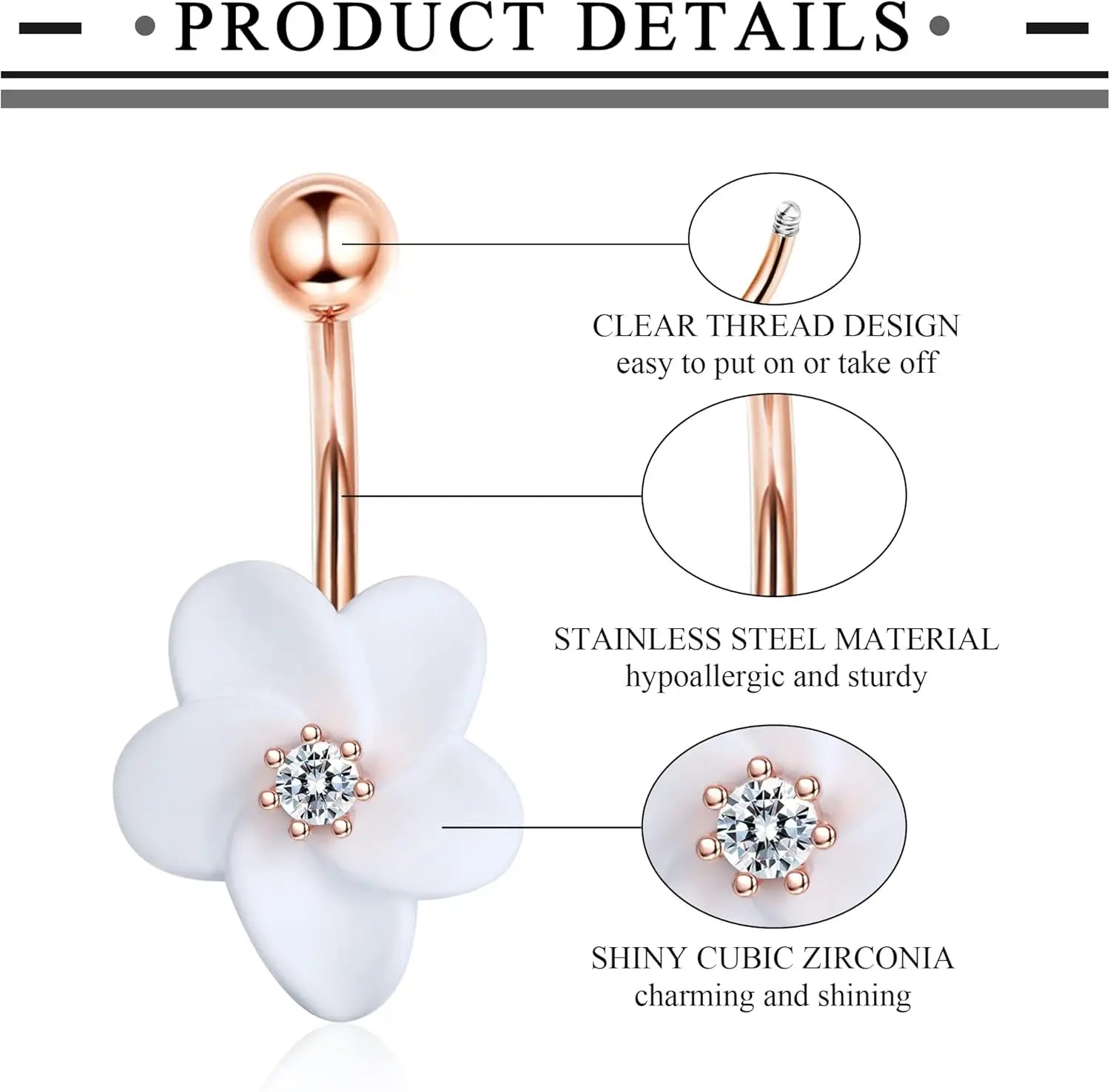 Surgical Stainless Steel Belly Button Ring