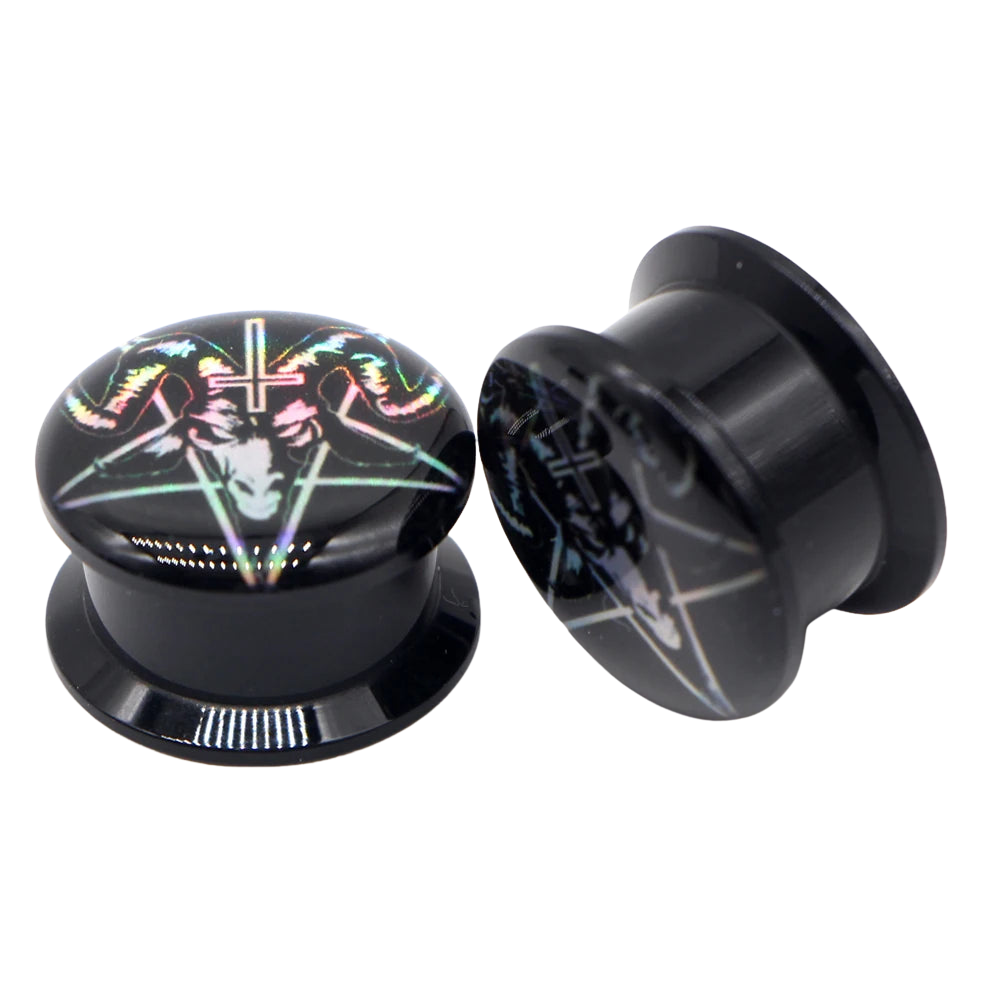 Black Acrylic Threaded Screw-on Spooky Plugz 8-30mm