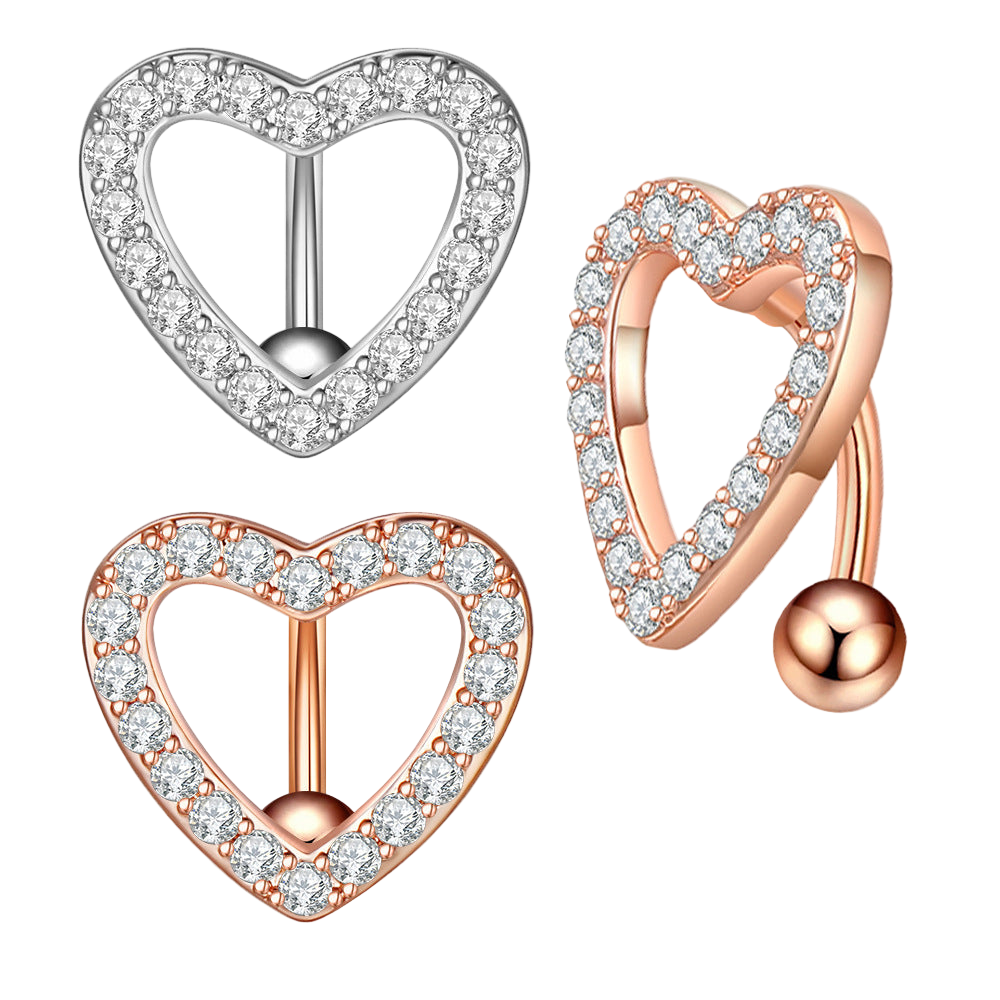 Heart-shaped Belly Button Ring 14g