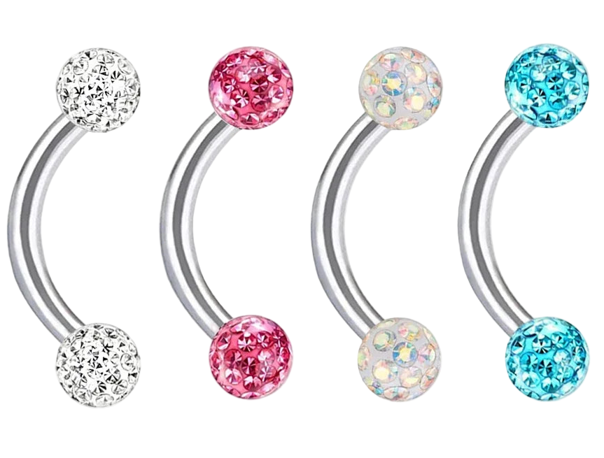 Multi Color Epoxy Crystal Internally Threaded Eyebrow Vertical Libre Ring 16g 6/8/10mm
