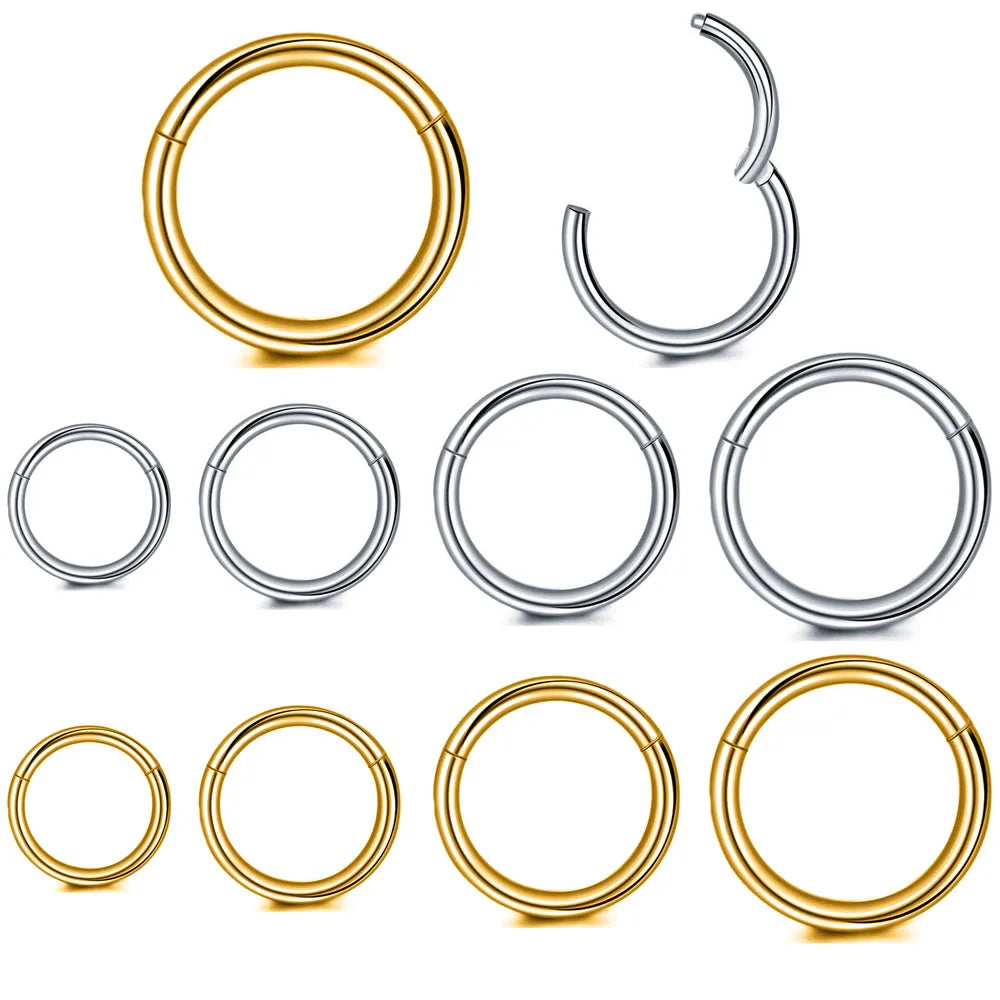 Surgical Steel Clicker Nose Septum Helix Conch Ear Ring 14-20g