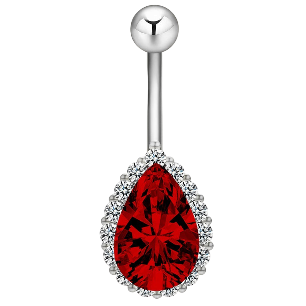 Teardrop Faux Diamond Belly Button Ring 14g
