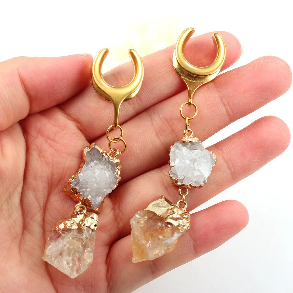 Horseshoe Saddle Plugz Weights Hangers Natural Agate Stone 6-25mm