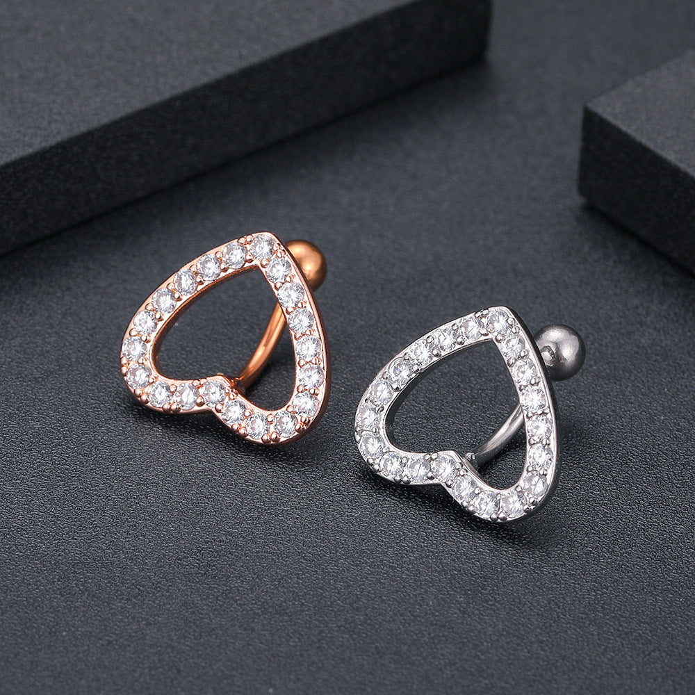 Heart-shaped Belly Button Ring 14g