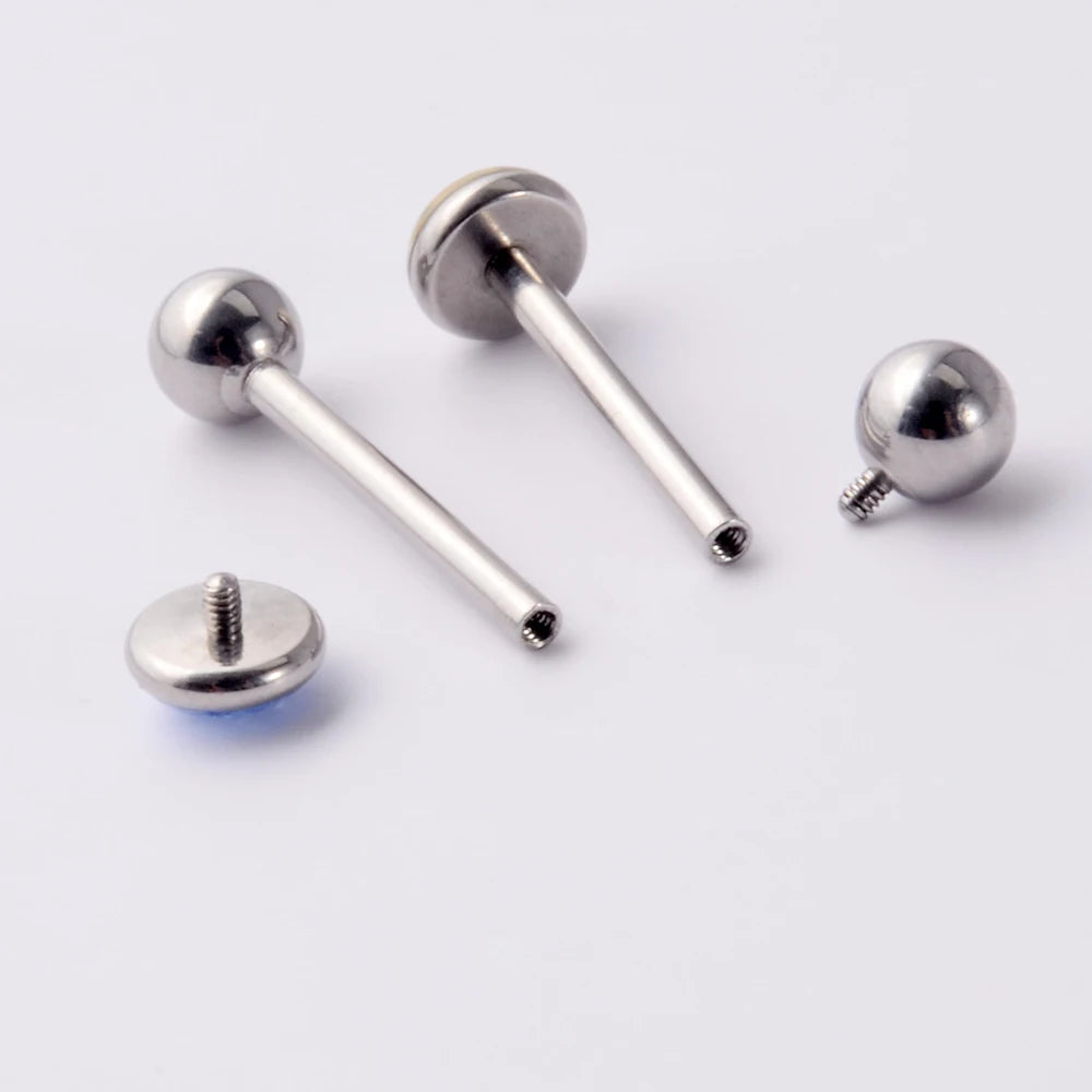 Flat Gem Tongue Ring Barbell