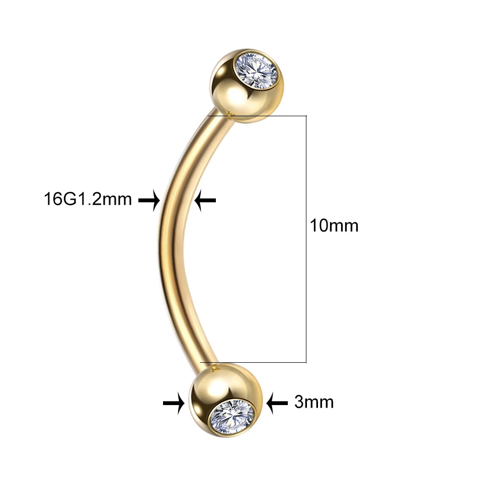 High-Quality Surgical Steel Eyebrow Vertical Libre Bridge Daith Helix Curved Threaded Barbell