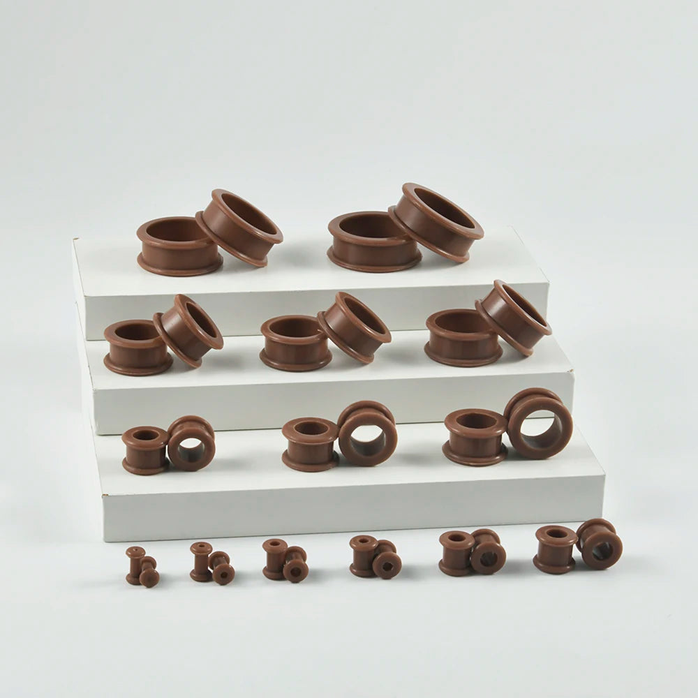 Large Size Dark Flesh-Colored Silicone Gauges Tunnels 3-76mm