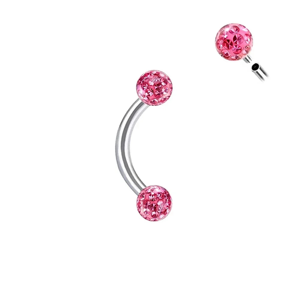 Multi Color Epoxy Crystal Internally Threaded Eyebrow Vertical Libre Ring 16g 6/8/10mm