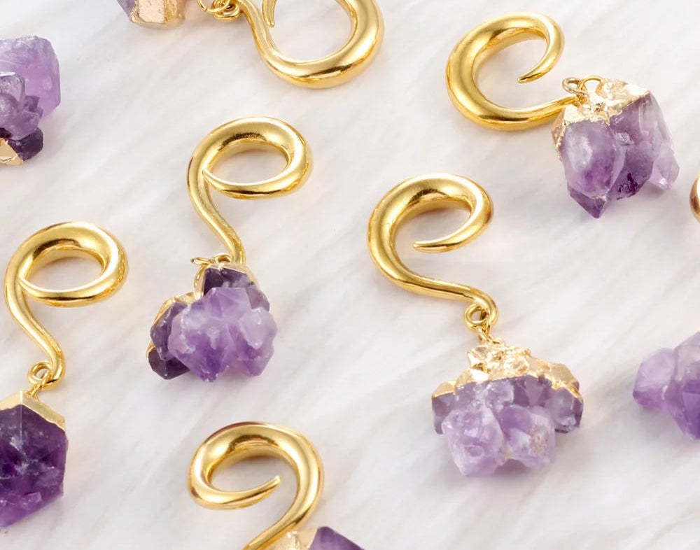 Amethyst Stone Hook Weights Hangers Silver or Gold 4-8mm