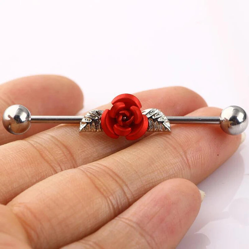 Red Rose Industrial Barbell 14g