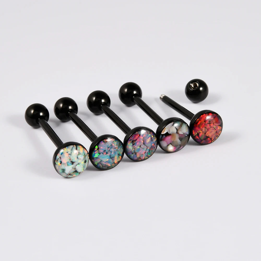 Tongue Barbell Black Plated 14G