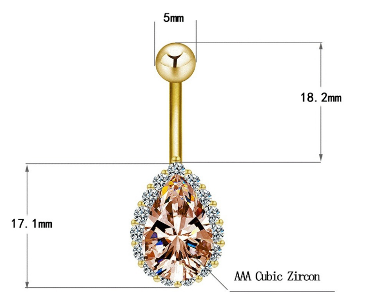 Teardrop Faux Diamond Belly Button Ring 14g