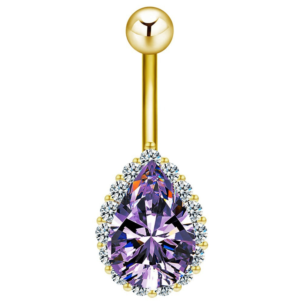 Teardrop Faux Diamond Belly Button Ring 14g