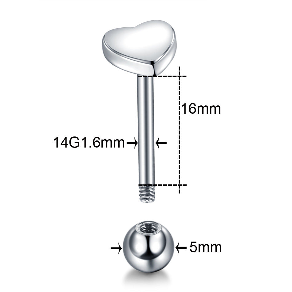 Flat Top Heart Tongue Barbell 14g
