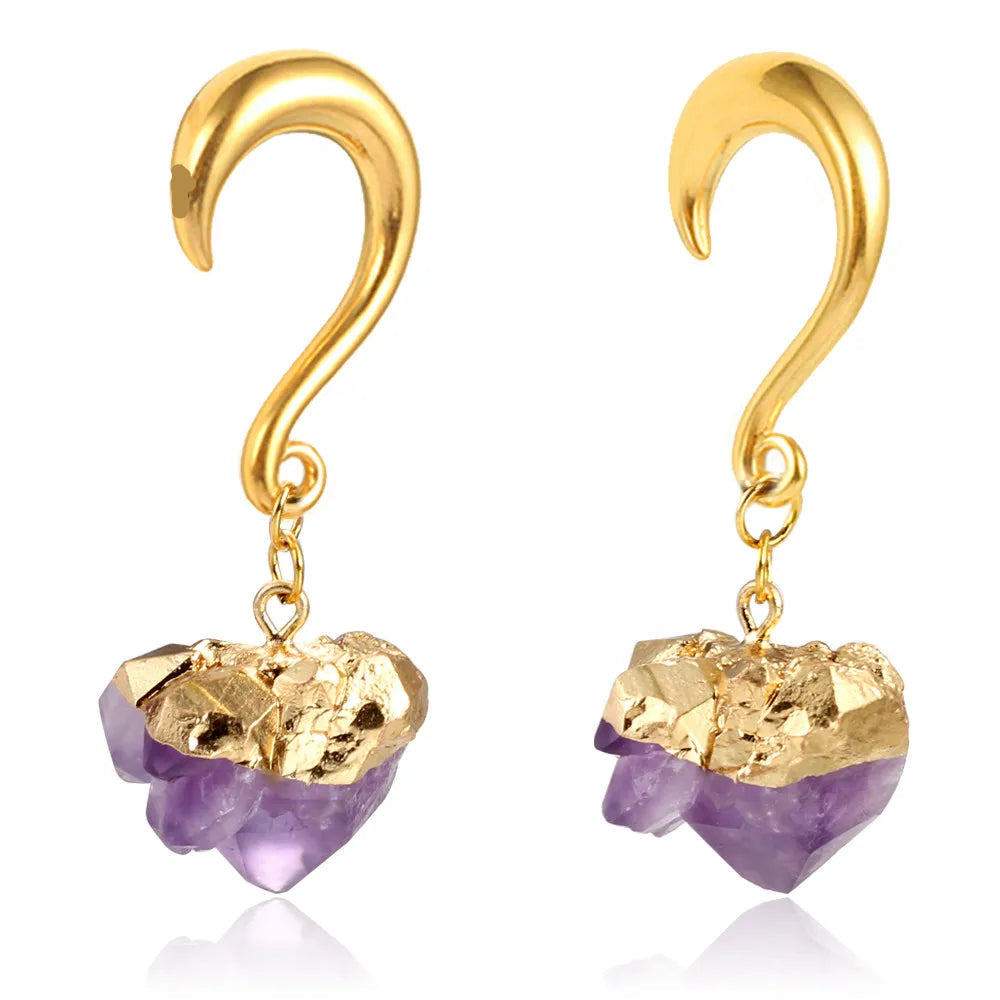 Amethyst Stone Hook Weights Hangers Silver or Gold 4-8mm