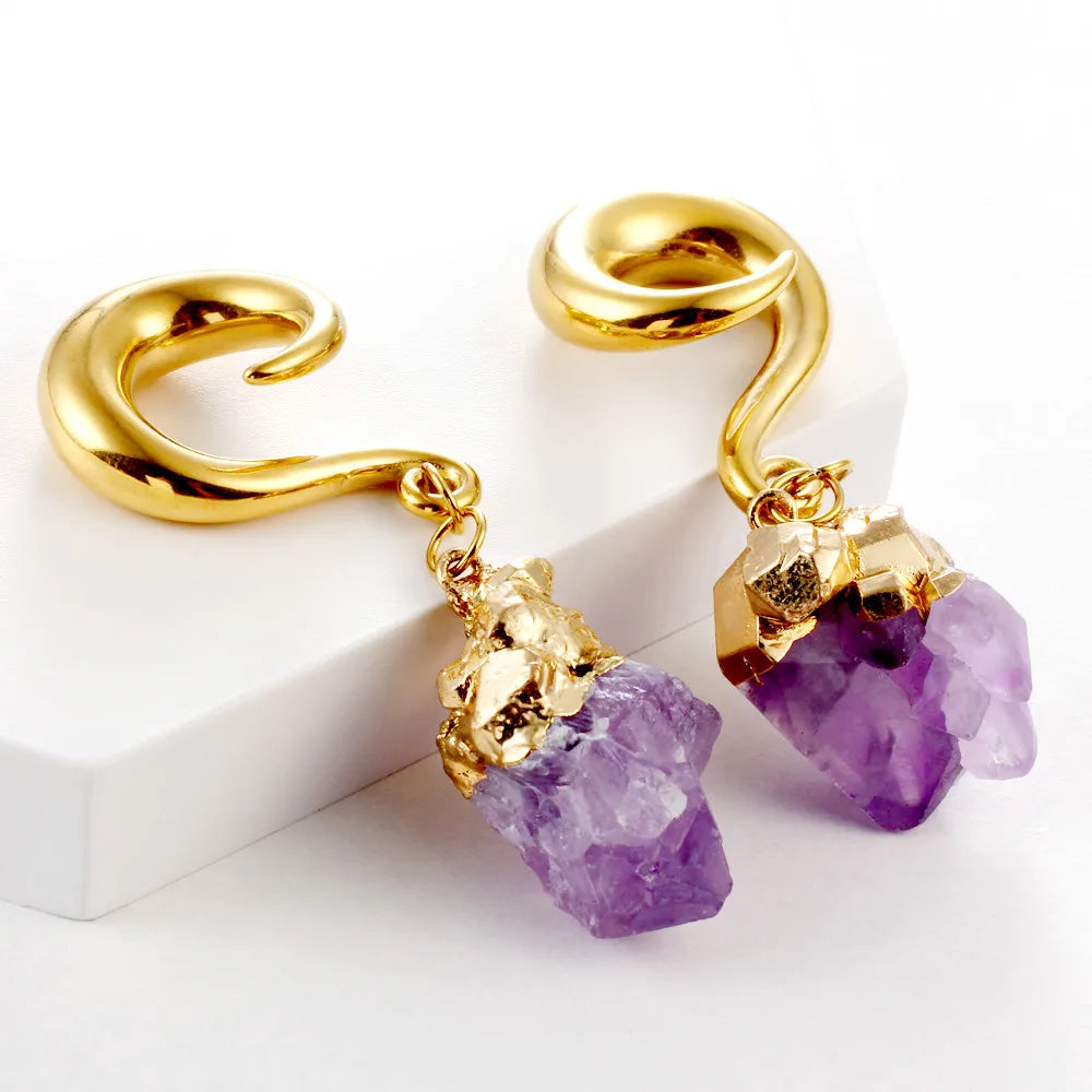 Amethyst Stone Hook Weights Hangers Silver or Gold 4-8mm