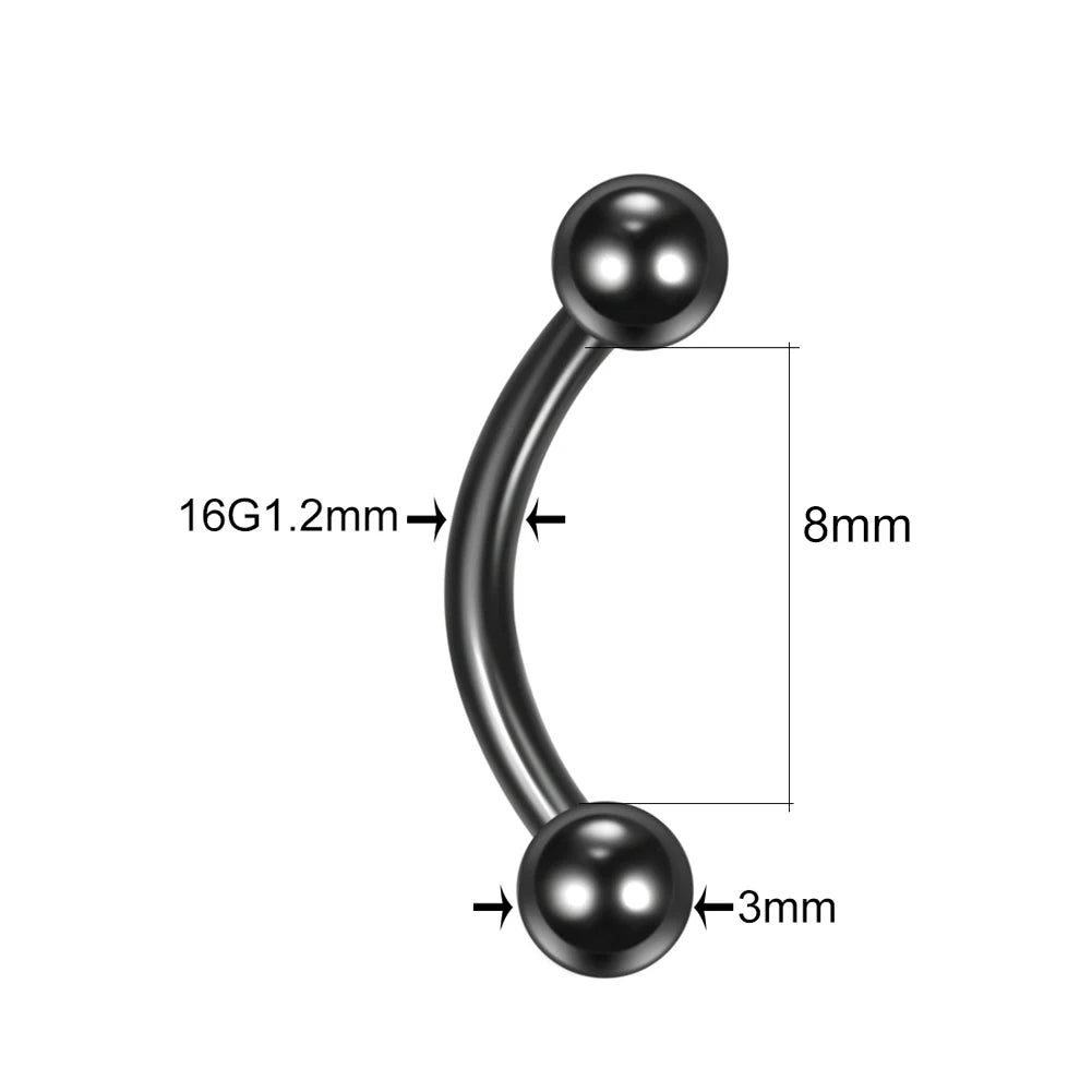 High-Quality Surgical Steel Eyebrow Vertical Libre Bridge Daith Helix Curved Threaded Barbell